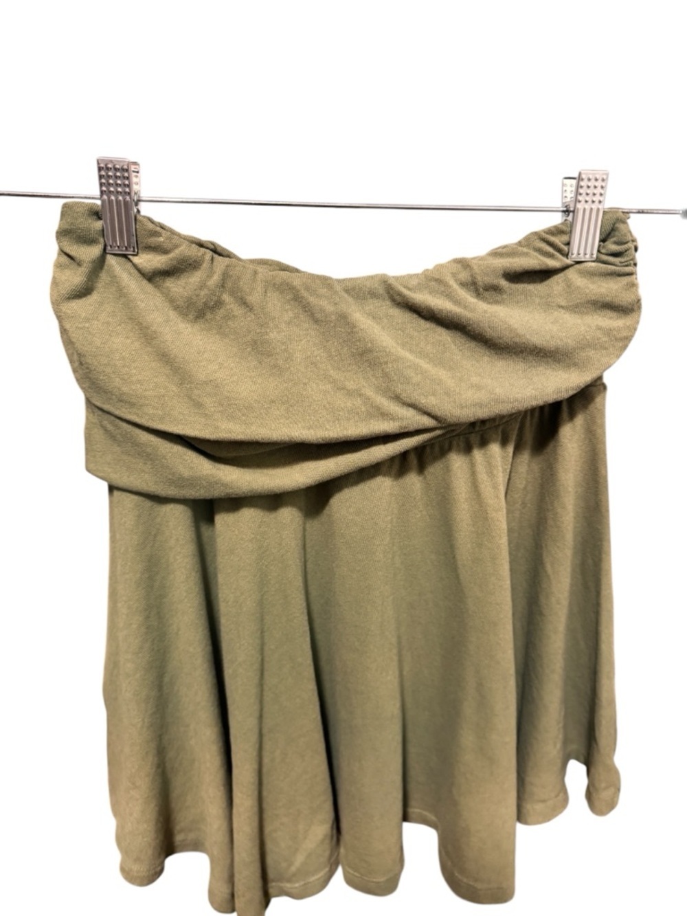 Aerie Foldover Asymmetrical Handkerchief Hem Mini Skirt Olive - Picture 2 of 10